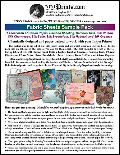 Paquete de muestras de hojas de tela, imprimible por inyección de tinta, 1 cada una de nuestras 9 hojas de tela diferentes