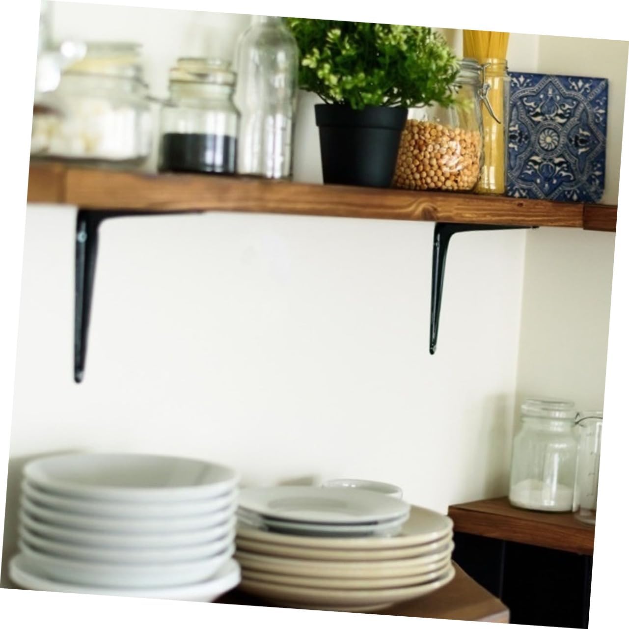 HEALLILY 2pcs Heavy Duty L-Shaped Shelf Brackets Metal Corner Braces for Wall Mounting 5 Inch Adjustable Support Brackets for Shelves