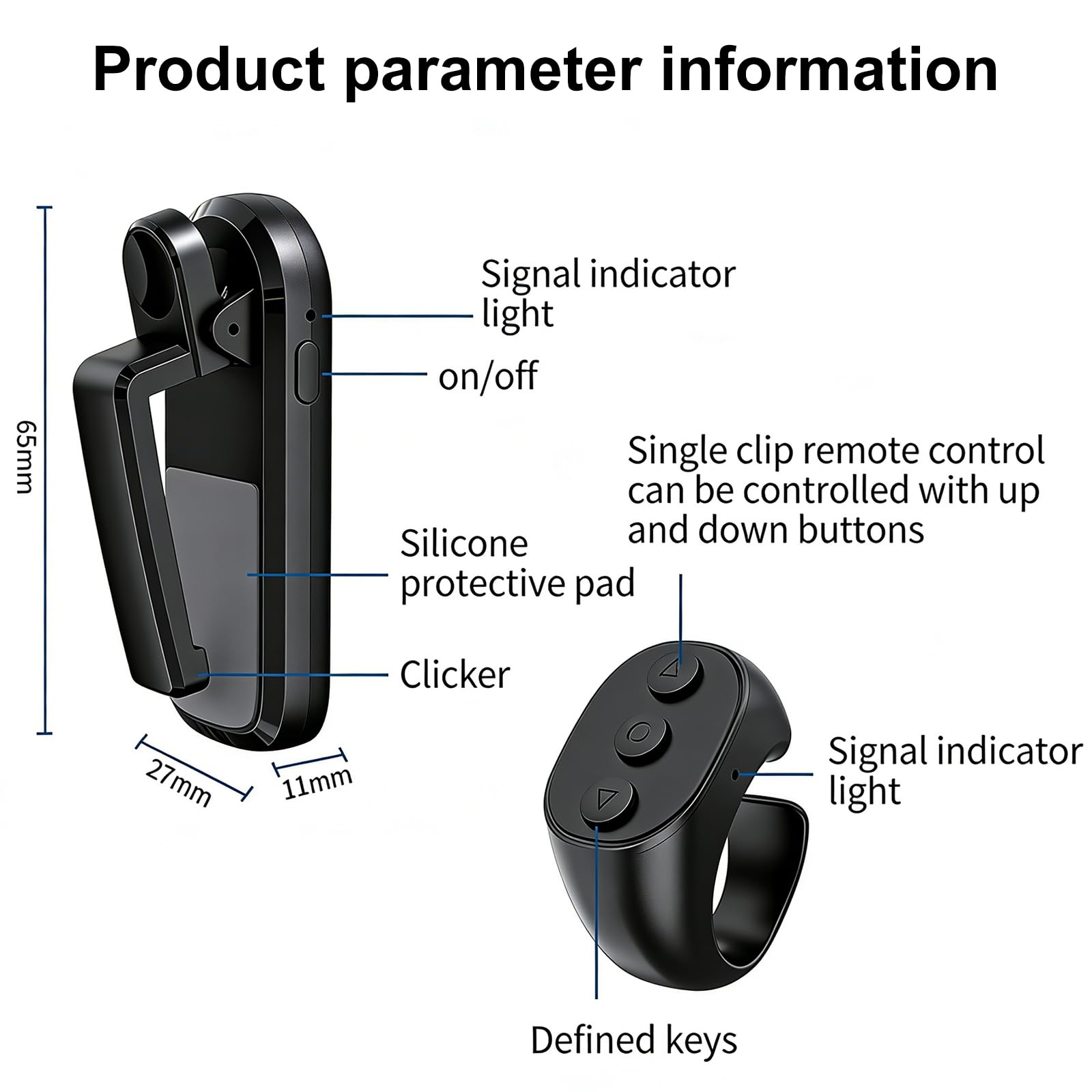 Mando a Distancia para Pasar Páginas y Disparar la Cámara de Forma Remota,Anillo de Desplazamiento para Pasar Páginas, Compatible con Kindle, Tolino, iPhone,Teléfonos Android y Tabletas