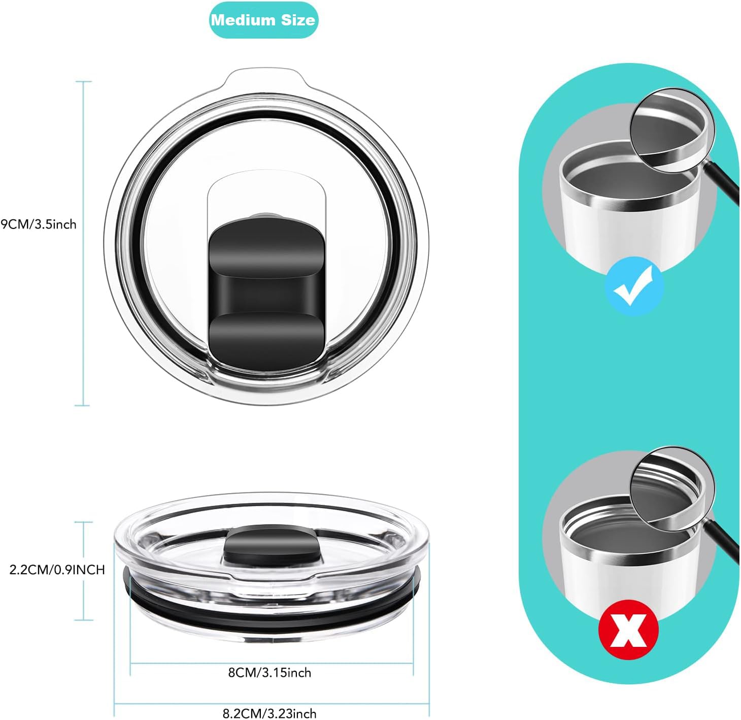 Amazon.com | 20 oz Tumbler Lid, Replacement Lids Compatible for YETI 20 oz  Tumbler, 10/24 oz Mug, 10 oz Lowball and 25 oz Straw Mug, Travel Spill  Proof Cup Covers with Magnetic