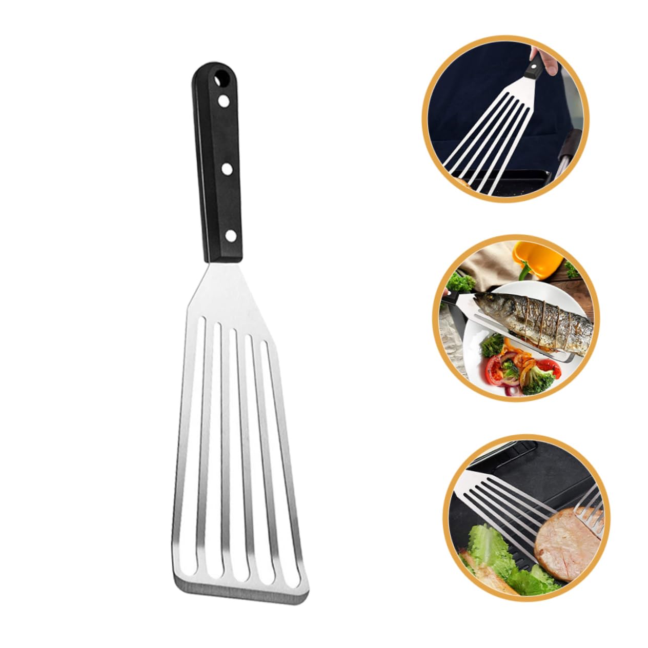 Toyvian 8piezas Espátula Inoxidable Para Cocina De Espátula Ranurada Para Freír Voltear y Cocinar Carne Herramienta Multifuncional Para y