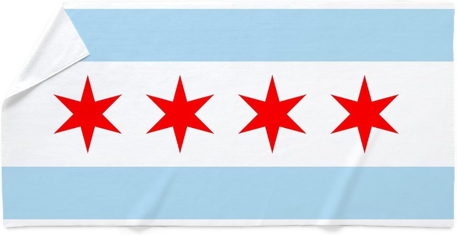 CafePress Flag of Chicago 30"x60" Absorbent Cotton Back, Soft Beach, Pool Towel