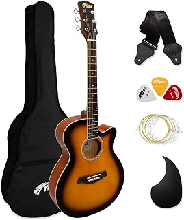 TIGER AL-ACG1-SB Small Body Acoustic Guitar for Beginners Guitar - Sunburst - Now with 6 Months Free Lessons Included