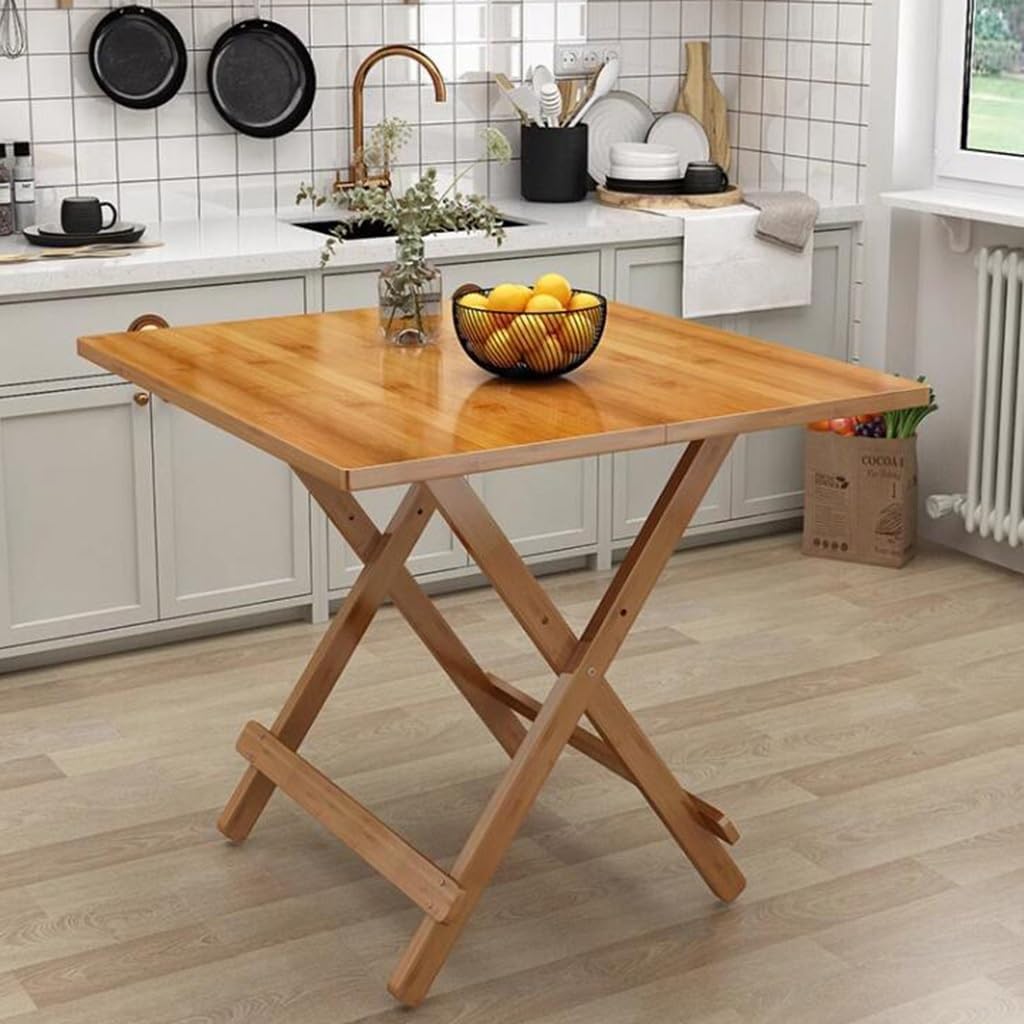 Living Room Coffee Table Wood Folding Garden Table Patio/Terrace Outdoor Dining Table,Snack Table Oil-Finish, Foldable Adjustable Heights, Lightweight Coffee,70 * 70 * 65CM