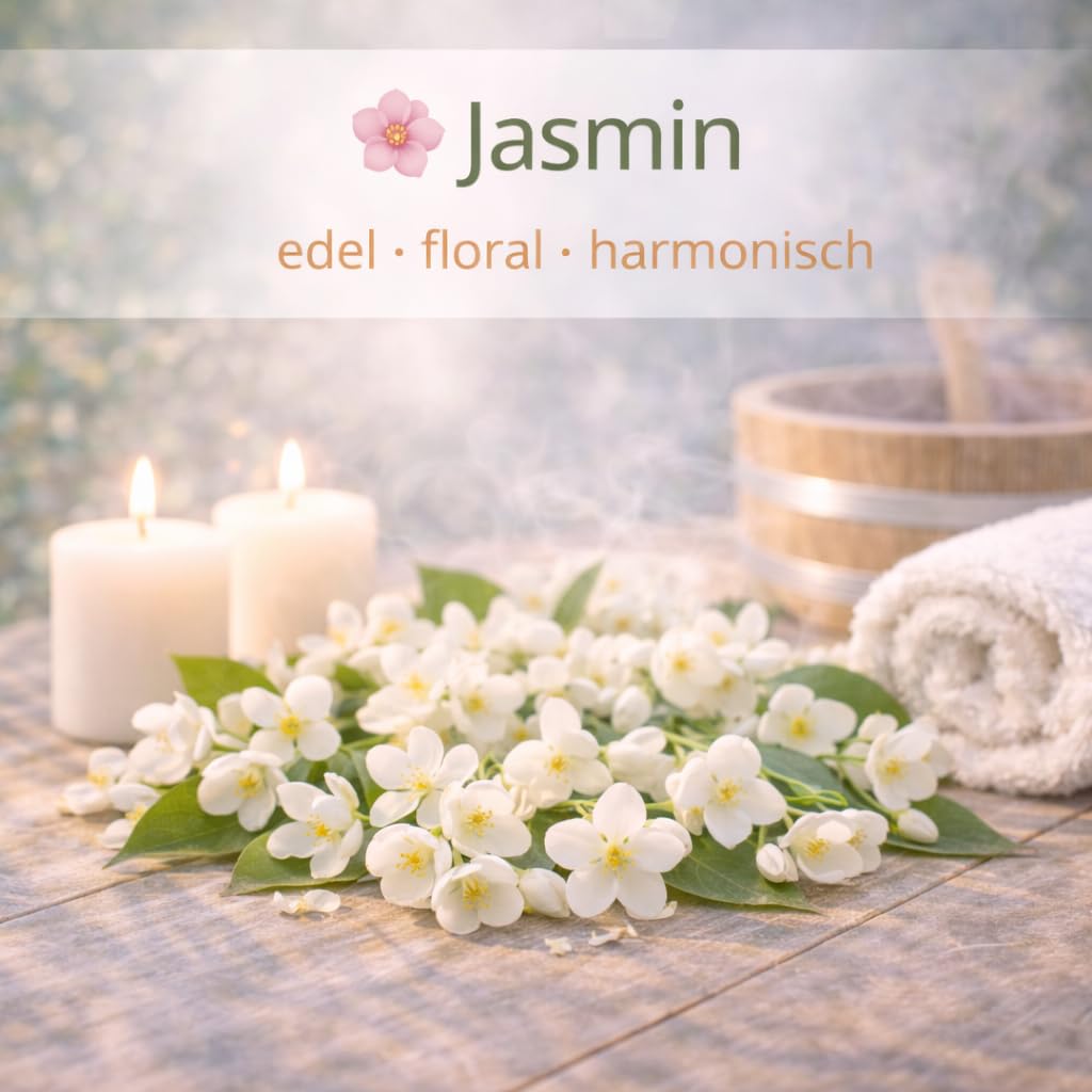 Dufte Momente Saunaaufguss-Konzentrat Jasmin – 3 Liter – floral & elegant – konzentriert & ergiebig – Profi-Qualität gemäß DVN:5204 getestet – vegan & Made in Germany