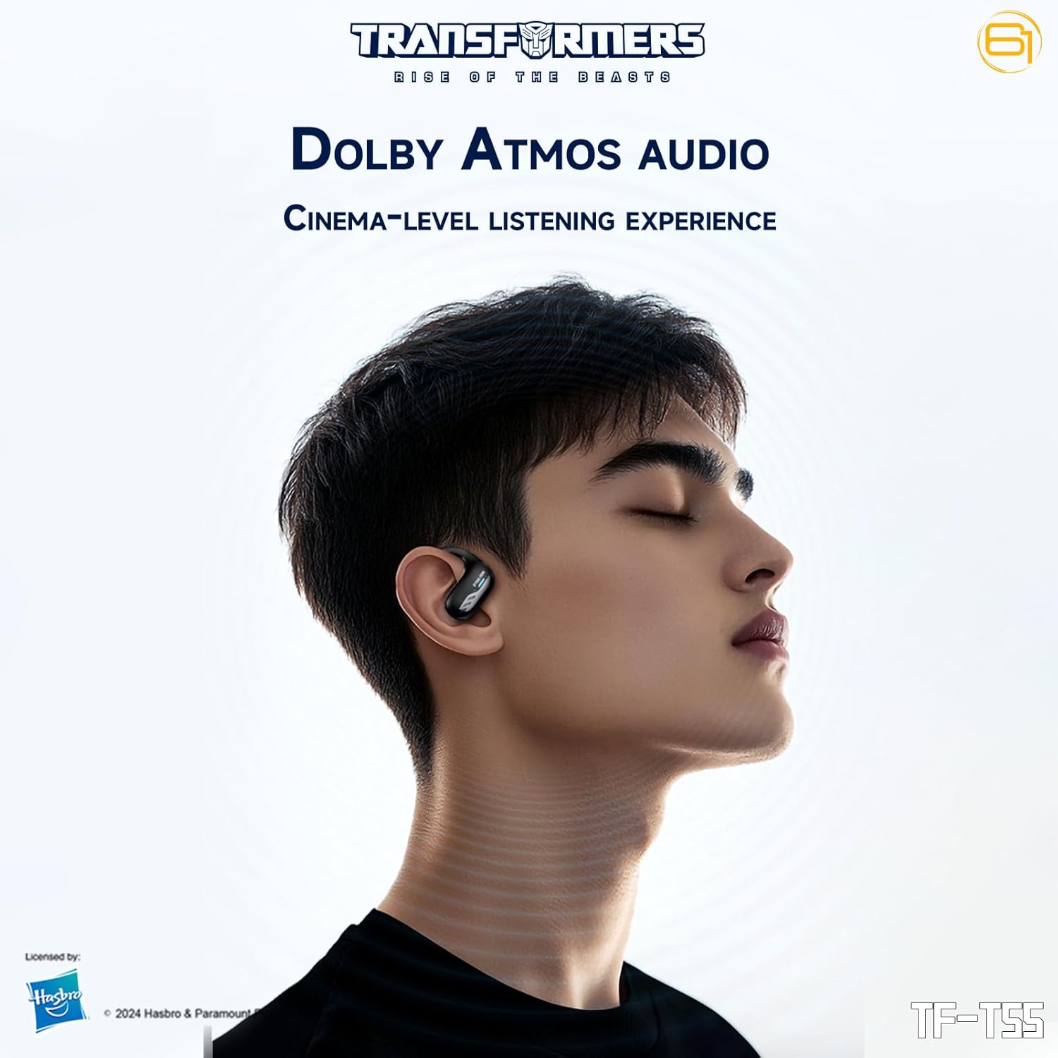 Transformers TF-T55 Open-Back Bluetooth Wireless Earbuds, Sleek Wing-Like Design Passive Noise Cancelling in-Ear Cool HiFi Calling Dual Modes Sports Earphones LED Display (Black - Optimus Primal)