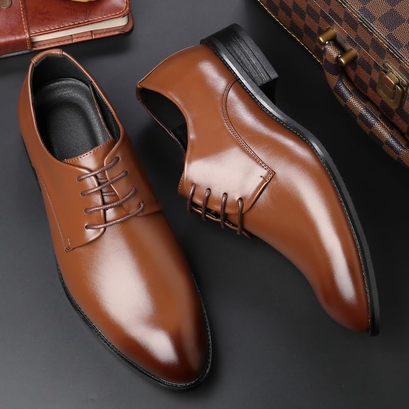 Dress Oxford Shoes for Men's Synthetic Leather Prom Fashion Lace Up Plain Toe Working Anti-Slip Shoe4