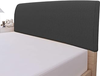 Easy-Going Stretch Bed Headboard Cover,Small Square Jacquard Headboard Slipcover, Dustproof Bed Head Cover for Bedroom (Twin,Dark Gray)