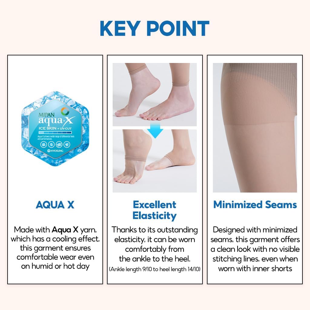 30D Sheer Compression Tights for Women - Run-Resistant, Cooling, UV Protection Pantyhose
