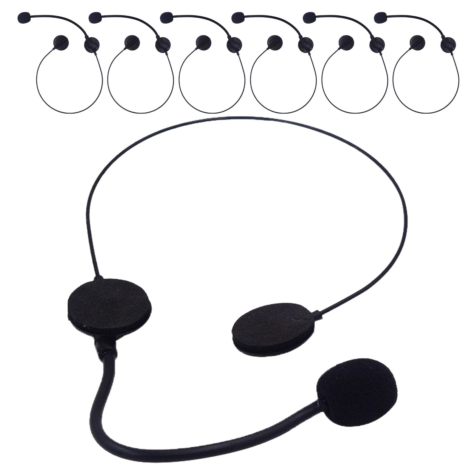 Pack De 7 Micrófonos Falsos Con Auricular Para Cosplay Y Fiestas – Accesorios Ligeros Y Realistas Para Conciertos, Carnavales Y Juegos De Rol (Color Negro)