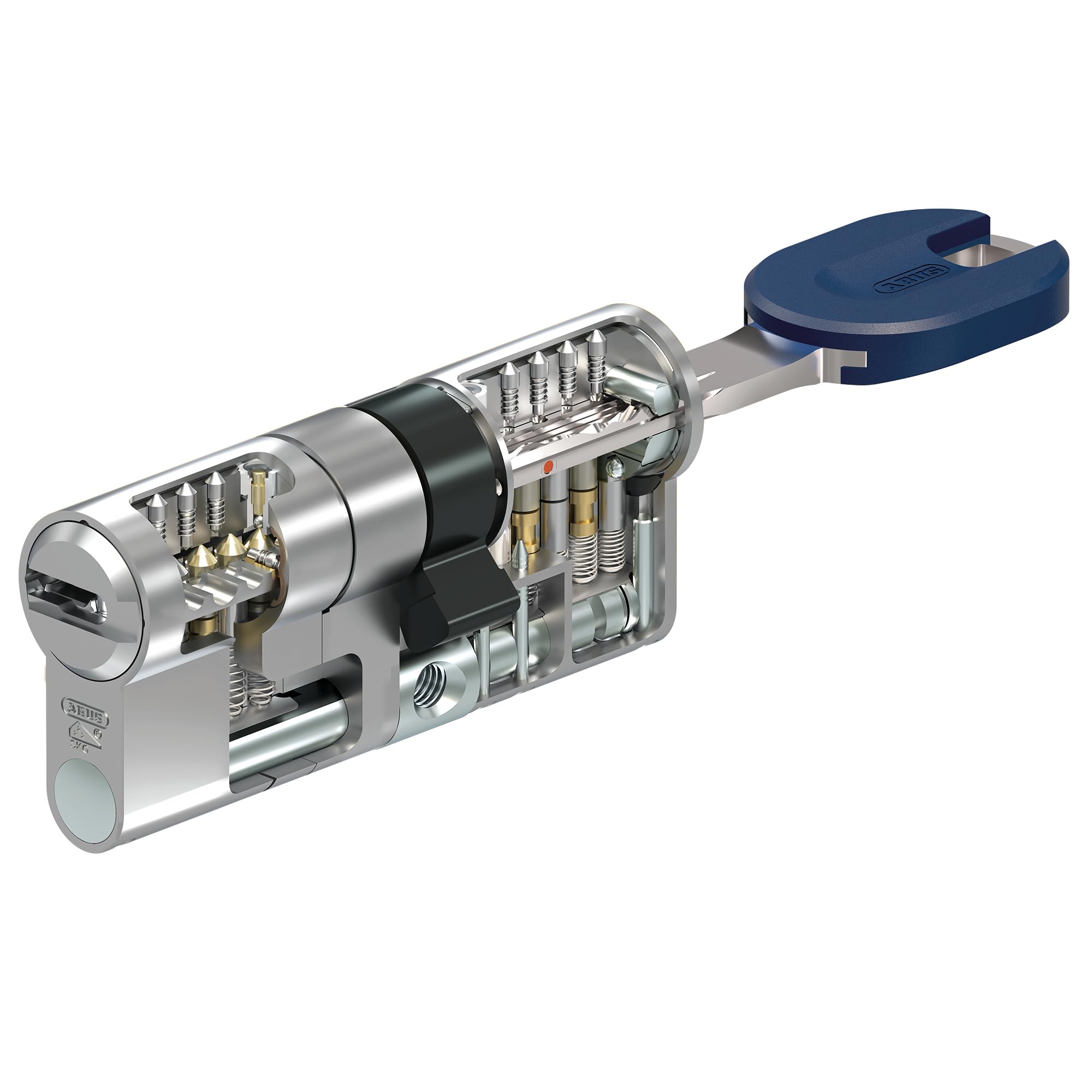 Abus Bravus Mx Pro Magnet. Cilindro de alta seguridad doble embrague, 5 llaves incopiables y tarjeta de propiedad. Color Níquel/Leva larga. Bombín para cerraduras perfil europeo Servilock. (30/40)