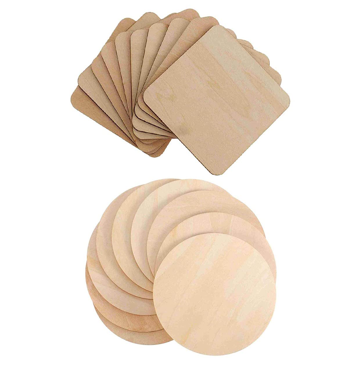 Mini Leaves Combo Pack of 24 (Brown, 12 Round & 12 Square) MDF Coaster Unfinished Wood Pieces Blank for DIY Craft Projects MDF Boards for Art and Craft Engraving Painting Size: 4 inch x 4inch-image-28