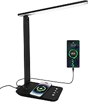 Vista 13 de Lámpara de escritorio LED White Crown regulable, lámpara de mesa para lectura con puerto de carga USB, 5 modos de iluminación, control sensible