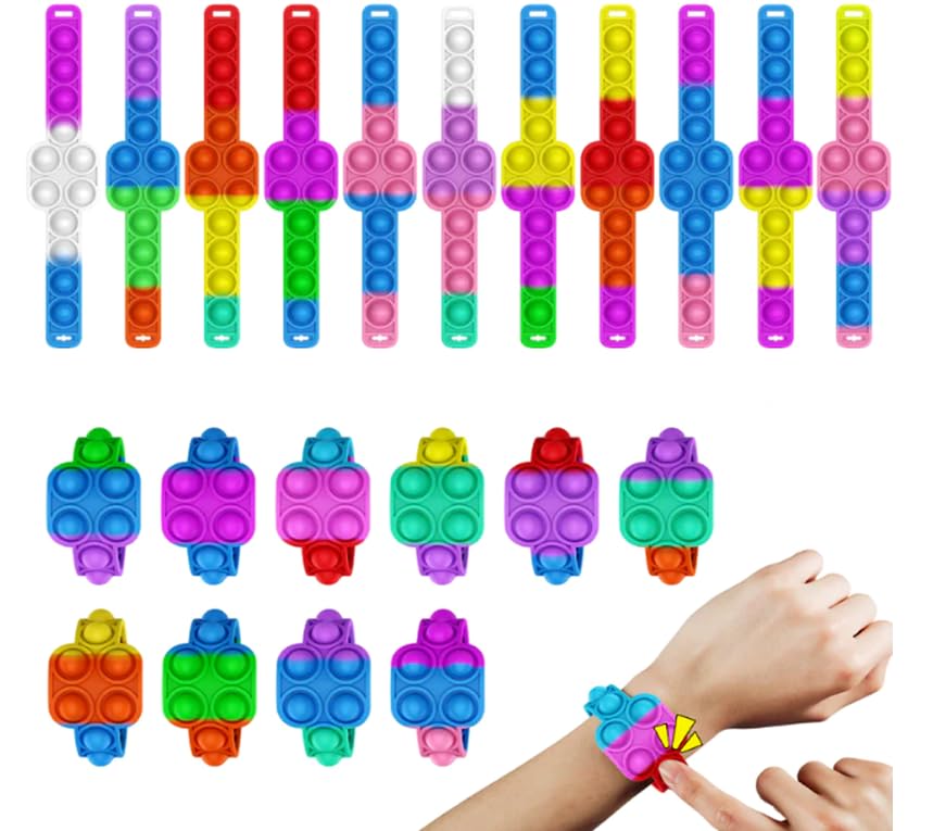 SV Traders Pop It Bracelet for Kids 6 Pcs/Pop It Wrist Band for Kids/Rainbow Fidget Toys/Return Gifts for Kids/Fidget Toys for Kids/Birthday Return Gifts for Kids Girls Boys/Rainbow Toys for Kids