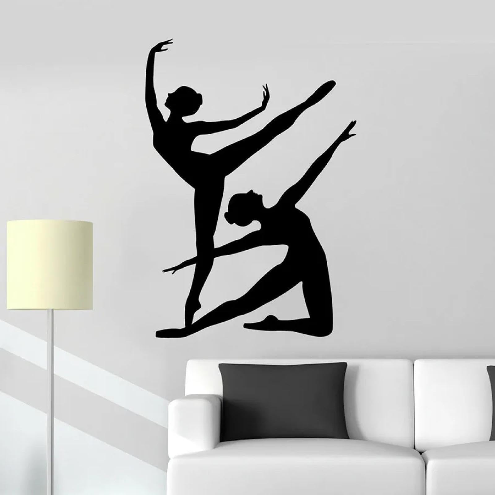 Black/Ballet Dancer wall Decal, Girl Silhouette Dance wall Decal, Girl's Bedroom, School Classroom Mural.