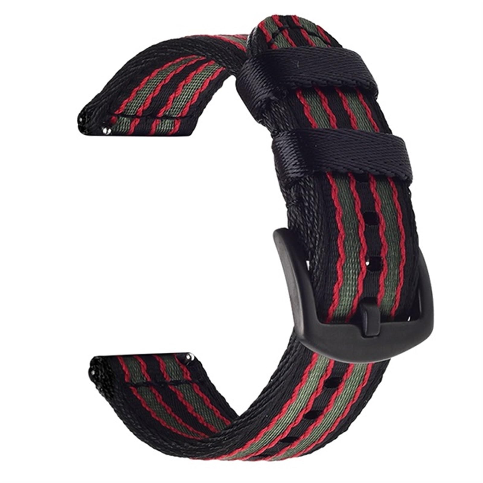 HABITZ 18 20 22 24mm Nylonowy pasek do zegarków premium Akcesoria Pasek Bransoletka Quick Release Kompatybilny for zegarkiem Samsung Galaxy Kompatybilny for zegarkiem Huawei GT (Color : Black red bla