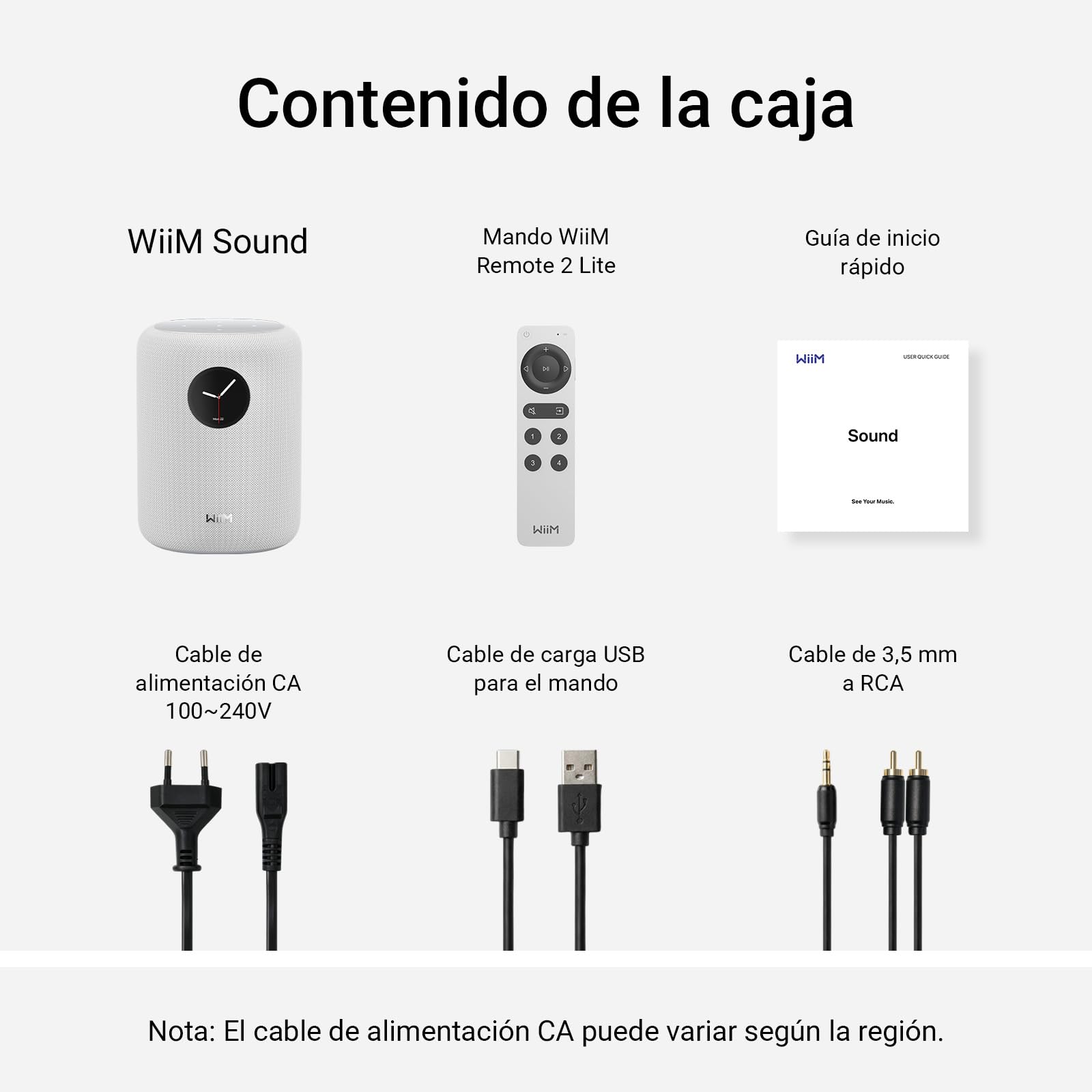 WiiM Sound, Altavoz Inteligente Hi-Res con WiFi y Pantalla táctil, Blanco | 100W pico 2.1 estéreo, AI RoomFit, audio multiroom, emparejamiento estéreo, Wi-Fi 6E, control remoto por voz incluido