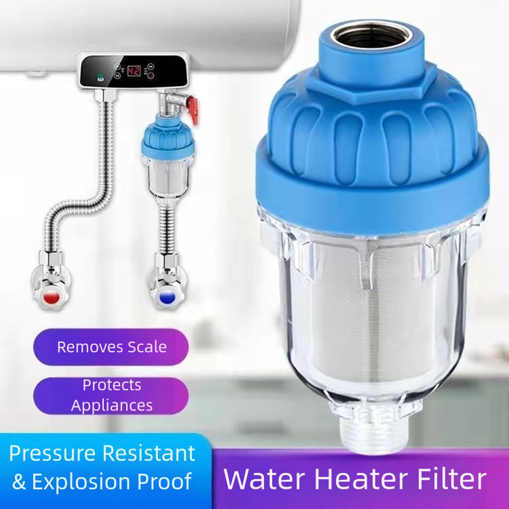 Filtro Acqua in Acciaio Inox a Maglia 40 Micrometri per Scaldacqua, Lavatrici e Sistemi Doccia con Attacco Standard a 4 Punti (Modello Interamente in Rame)