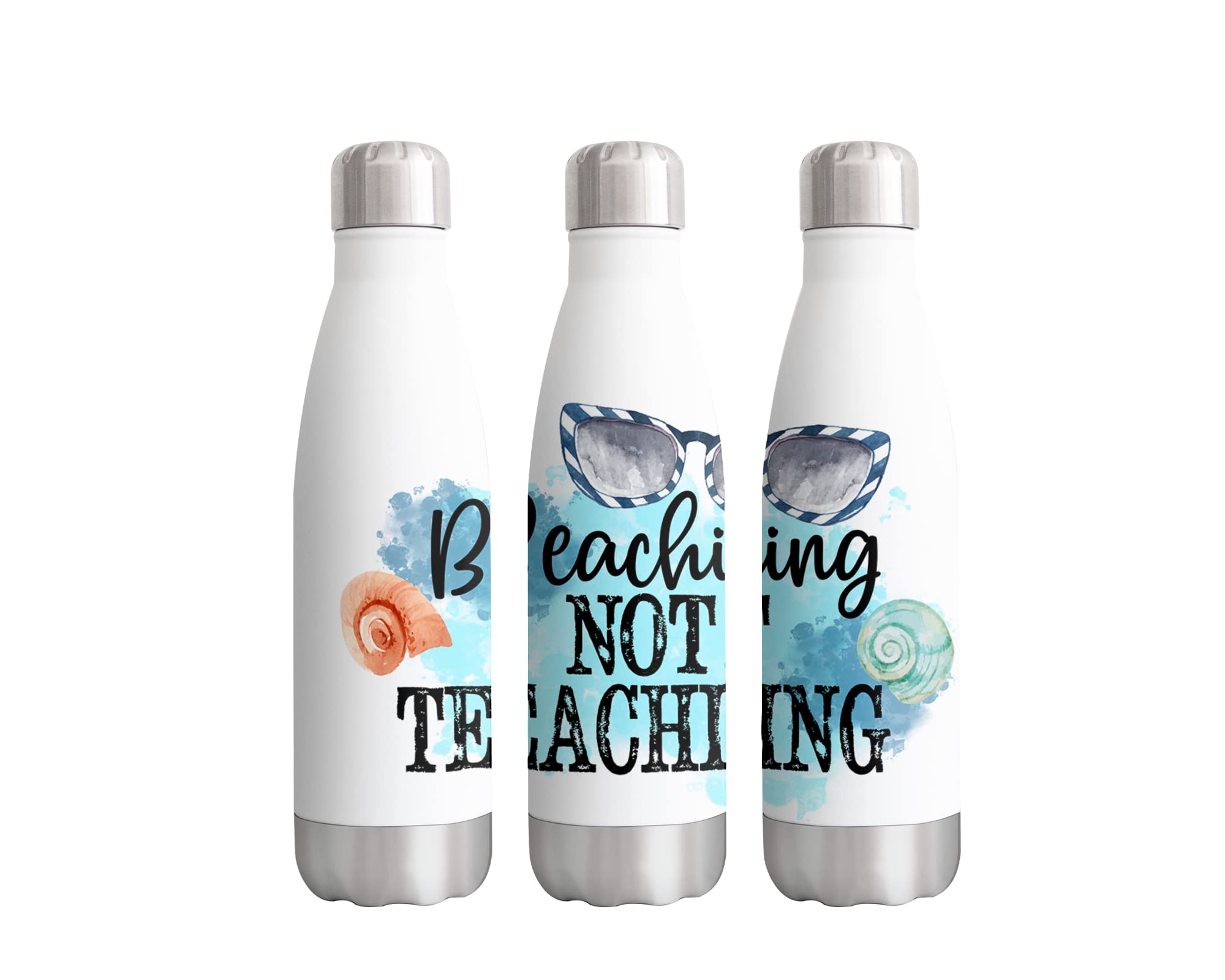 Vixar Teacher Bottle double Wall insulated Stainless steel sport Drinks 500ml WHITE Ideal for Teacher teaching assistance Gift from Kids end of Year School (Beaching not teaching)