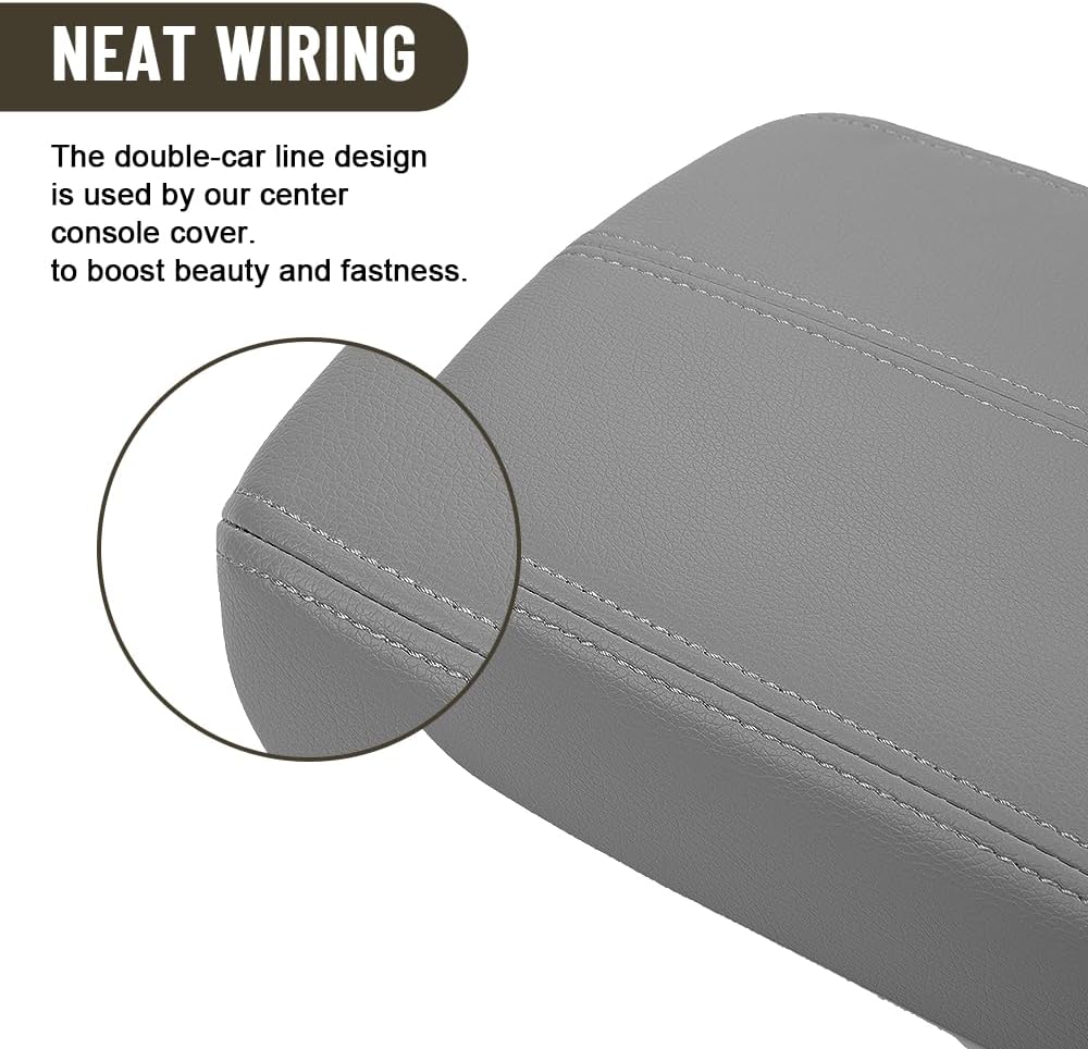 Car Armrest Cover Replacement for Honda Accord 2008-2012 PU Leather Center Console Protector Pad Automobile Waterproof Box Mat Interior Decor Accessories (Grey)