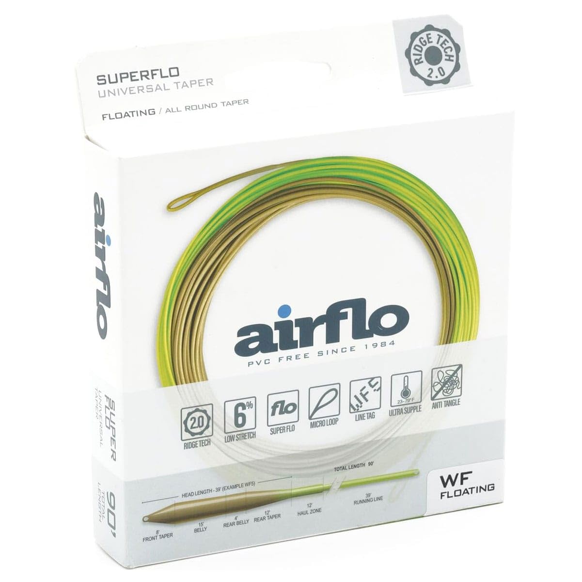 AIRFLO Ridge 2.0 Superflo Universal Taper Float Fly Line 3 wt Olive/Chartreuse