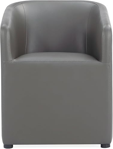 Miniatura 5 de Manhattan Comfort Anna - Silla de comedor redonda moderna con brazos, de la cabeza a los pies, tapizada de piel sintética con relleno de plástico,