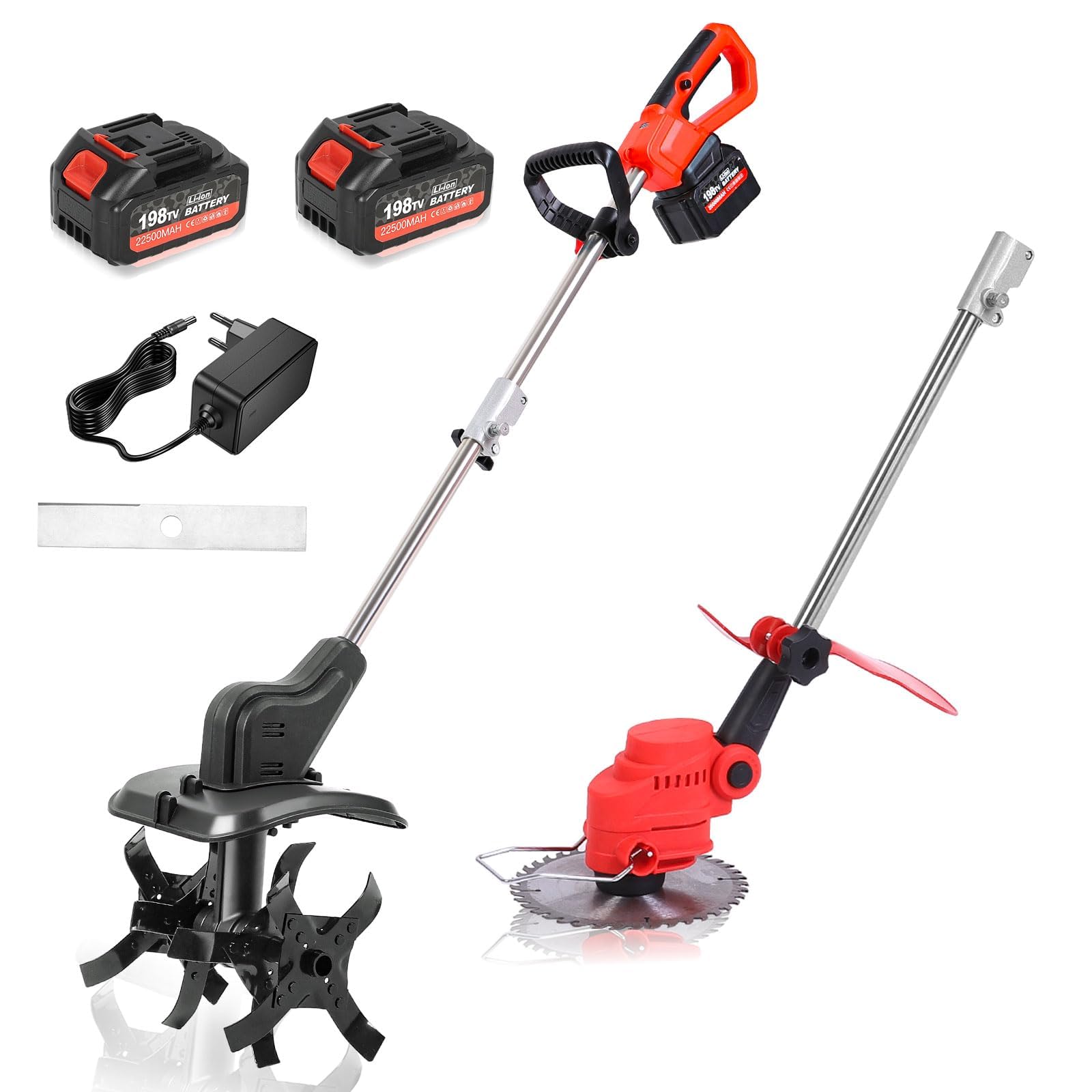 Motobineuse électrique 4 lames avec tondeuse de 20 cm sans fil 21V