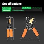 VIVOSUN 8.5" Bypass Pruning Shears for Gardening, Heavy-Duty Garden Scissors, Ultra Sharp Pruners with 3/4 in. Cut Capacity SK5 Blades, Thick Cushion-Covered Handle and Safety Lock