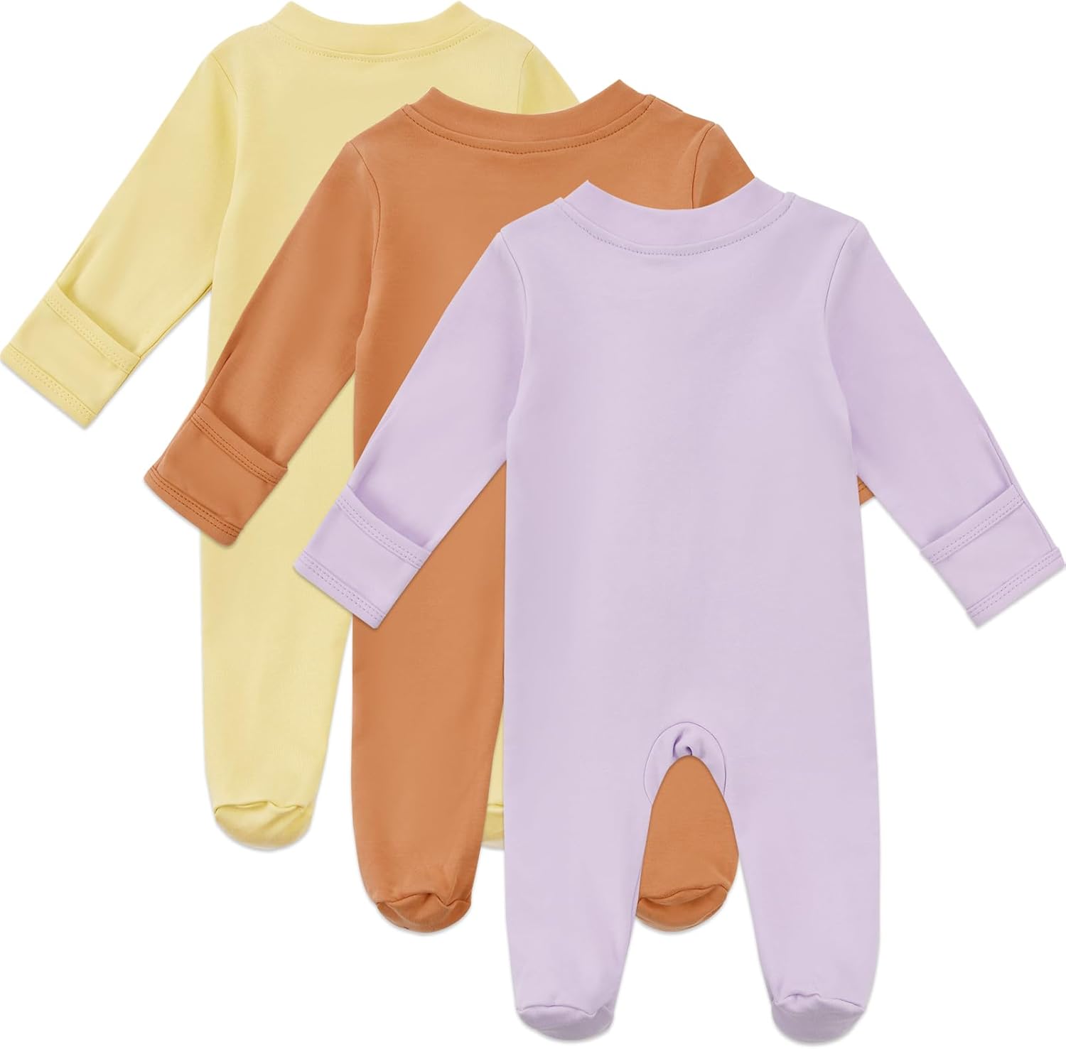 Aablexema Baby Organic Cotton Pajamas 2 Way Zipper Preemie Newborn One Piece Outfit Long Sleeve Footed Sleepwear - Image 2
