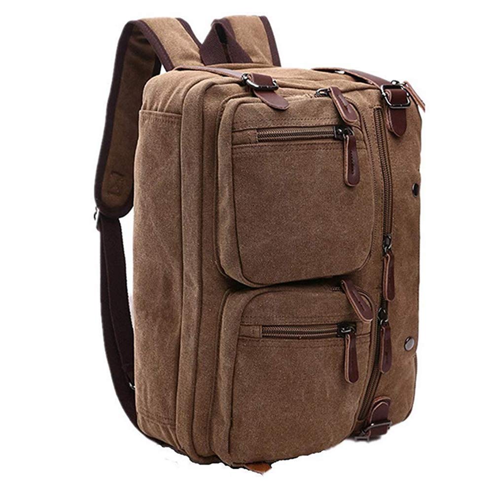 Chikencall - Maletín de Ordenador portátil, 3 vías, Convertible, Lona, Bandolera, Mochila híbrida de Negocios, 38 cm, para Trabajo en el Colegio marrón marrón