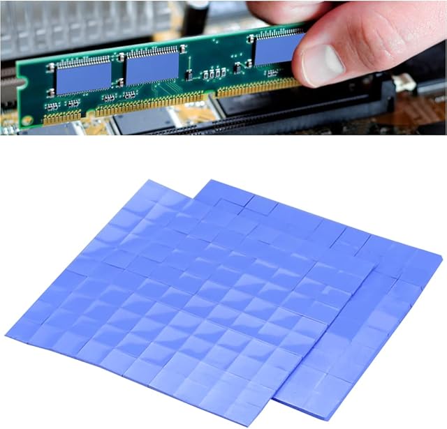 GIRAFEDA 2 PCS Thermal Pad 100x100x1.0mm Conductive Silicone Pads Soft Cooling Conductive Pad Silicone Thermal Pad Heat Conductive Pad for GPU/CPU/VGA/IC/LED Heat Dissipation (Blue)