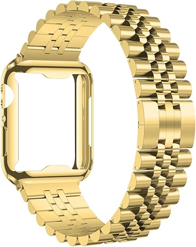 baozai Correa de metal con funda compatible con Apple Watch de 3840411.654 in Series 344451.654 in Series 101.811 in, funda protectora de pantalla