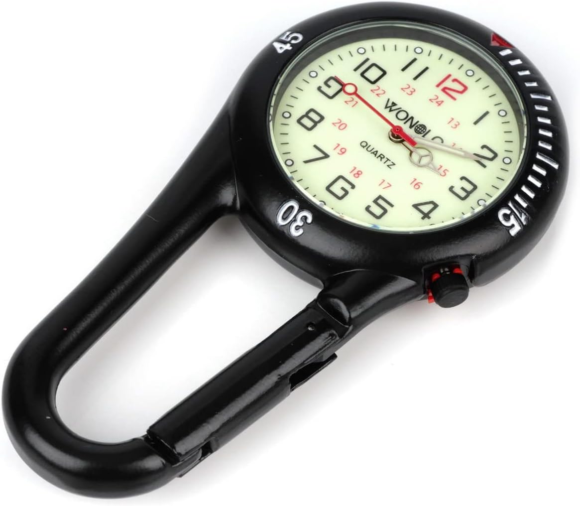 Clip on Carabiner Luminous Face FOB Watch Digital for Doctors Nurses Paramedics Chefs Sport Unisex Men Women
