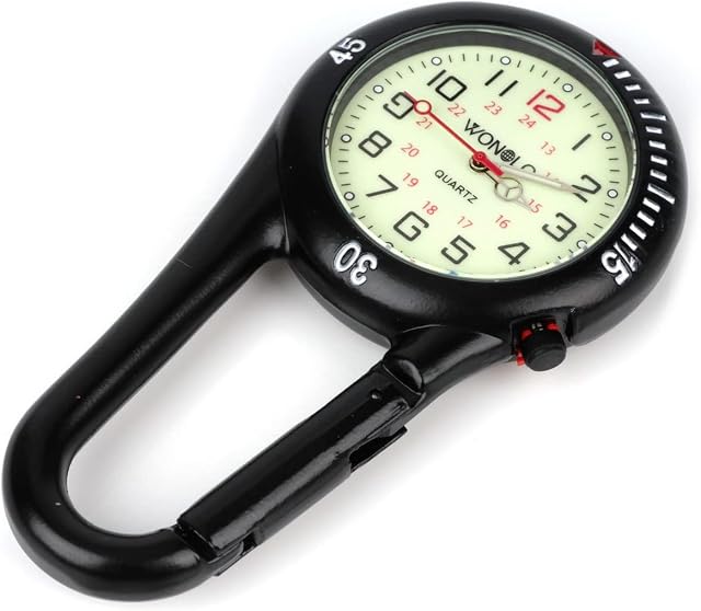 Clip on Carabiner Luminous Face FOB Watch Digital for Doctors Nurses Paramedics Chefs Sport Unisex Men Women