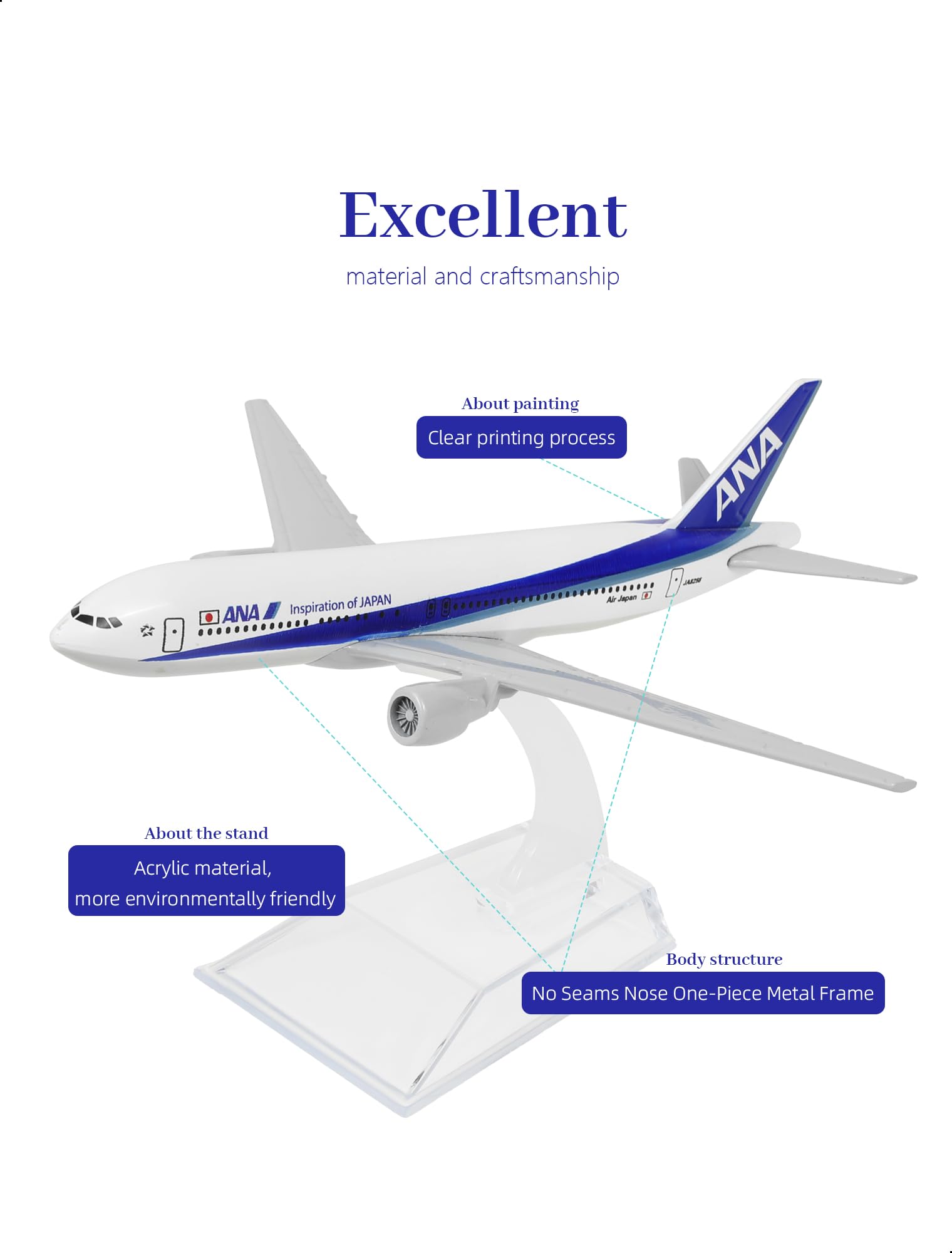 Amazon.co.jp: QIYUMOKE 1/400 ANA ボーイング777 飛行機モデル 15.5cm