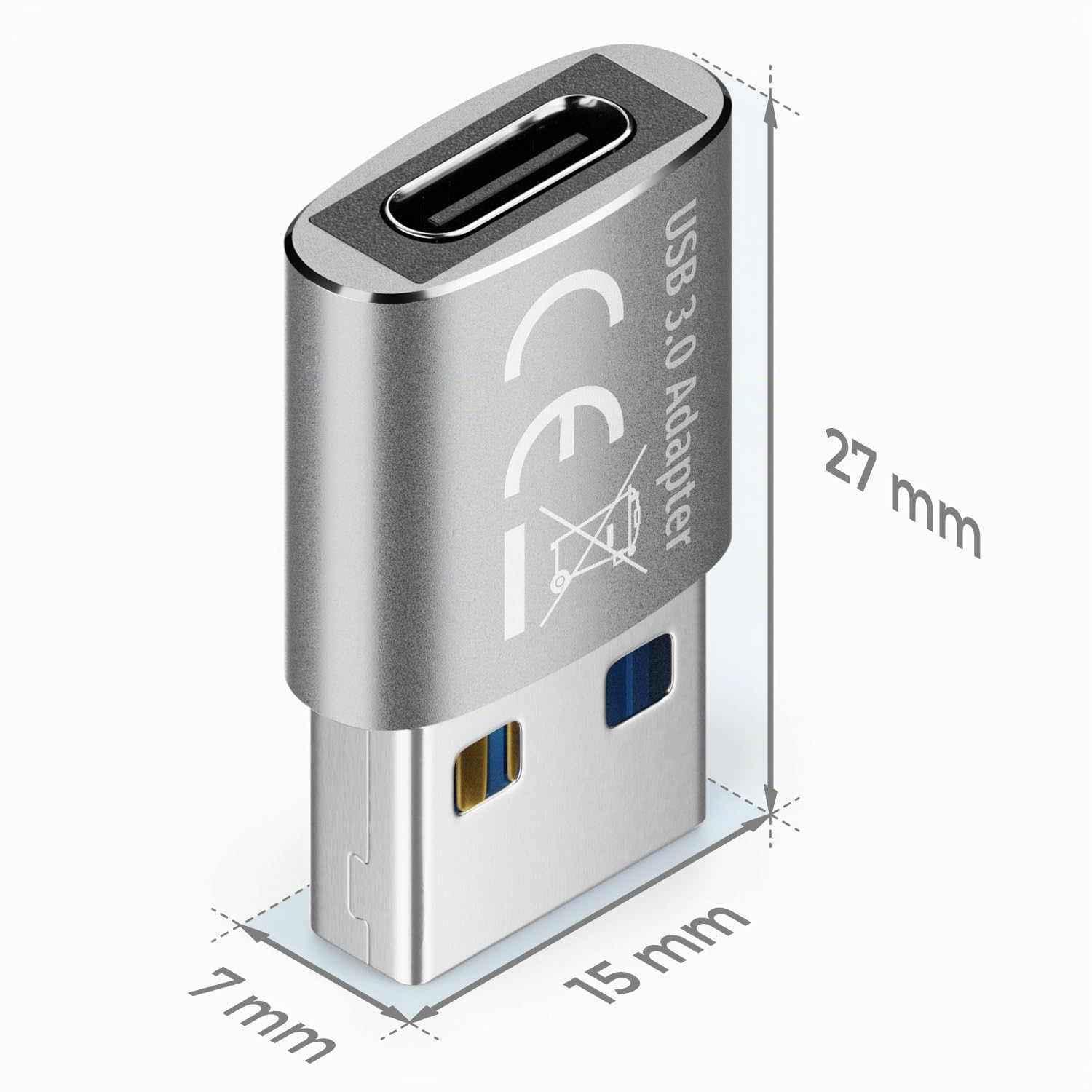 deleyCON Adattatore USB C (2 Pezzi) USB 3.0 5 Gbps - Presa USB-C A Spina USB-A - per iPhone Serie 17/16/15, iPad, Galaxy Serie S25/S24/S23, A56, A16, Laptop, Notebook, CarPlay ecc.