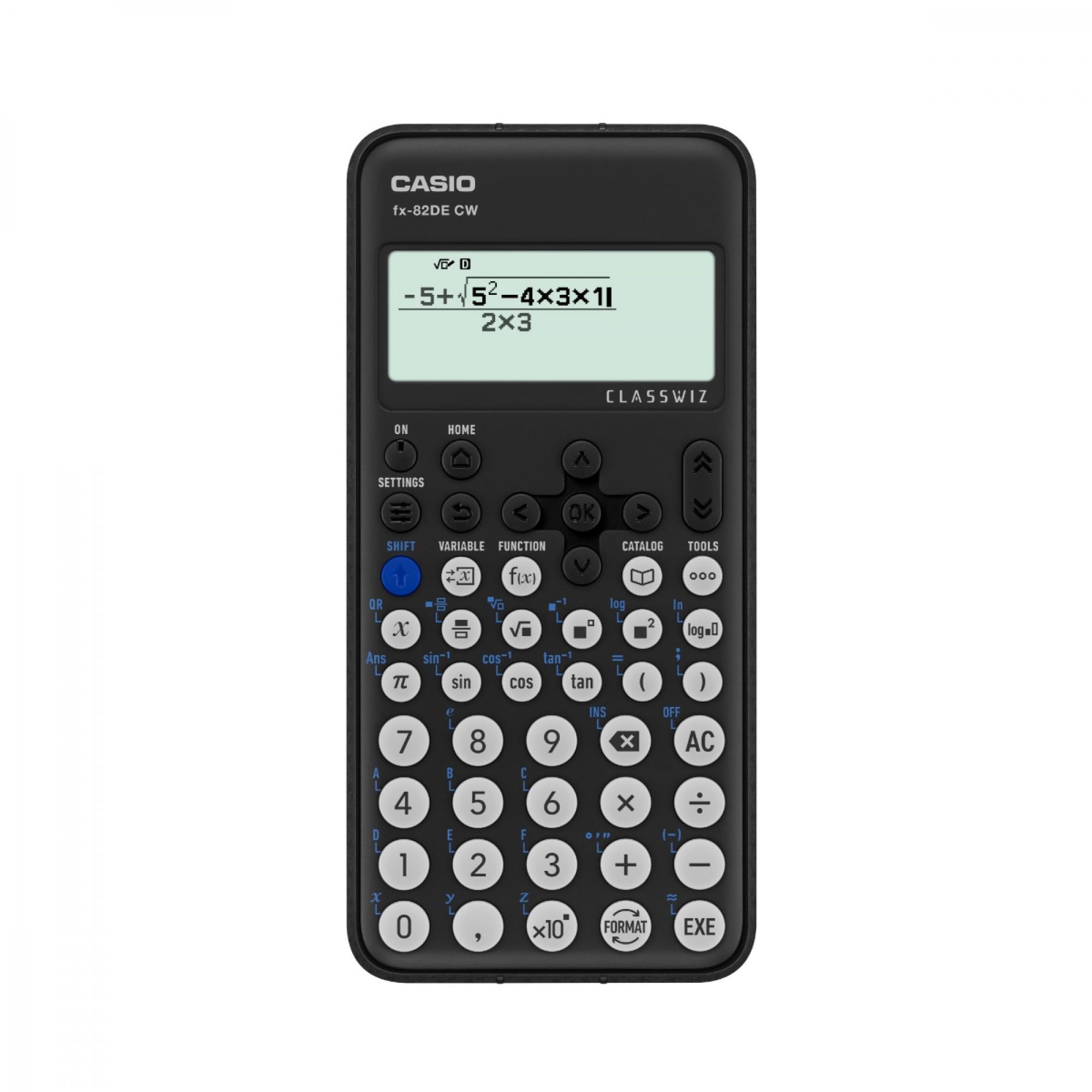 CASIO FX-82DE CW ClassWiz Schulrechner, natürliches Display, 310 Funktionen | 310+ Funktionen, einfache Bedienung, deutsche Menüführung, Brüche, Statistik, Wertetabelle für 2 Funktionen. QR-Code Funktion