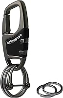 Heavy Duty Carabiner Keychain Clip with 4 Key Rings & D-Ring - Zinc Alloy Car Key Fob Holder for Men, Fits Belt Loops