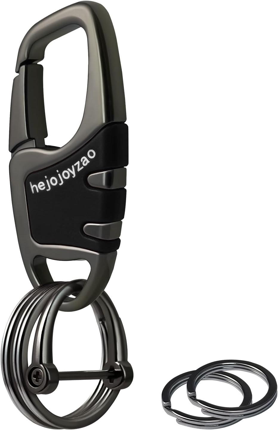 Keychain with Carabiner Clip, 4 Heavy Duty Key Rings and D Ring for Men's Car Key Fob Holder Fits Belt Loops