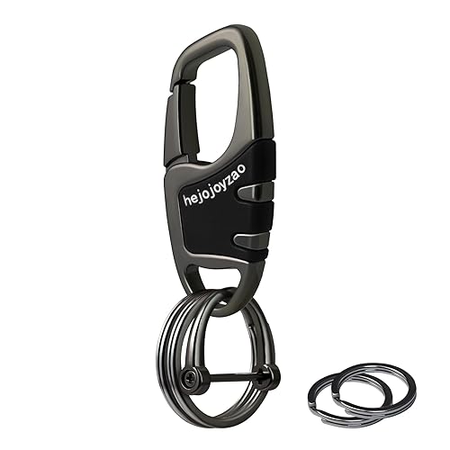 Keychain with Carabiner Clip, 4 Heavy Duty Key Rings and