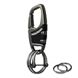 Carabiner Keychain Clip with 4 Heavy Duty Key Rings and a D Ring, Car Key Chain Fob Holder for Men and Women with Belt Loop