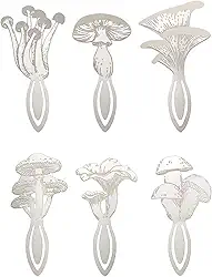 Pacote com 6 marcadores de livro de metal de cogumelo, marcadores de página de livro, presente para amantes de cogumelos, escritores, mães, professores, agradecimento, presentes de volta às aulas