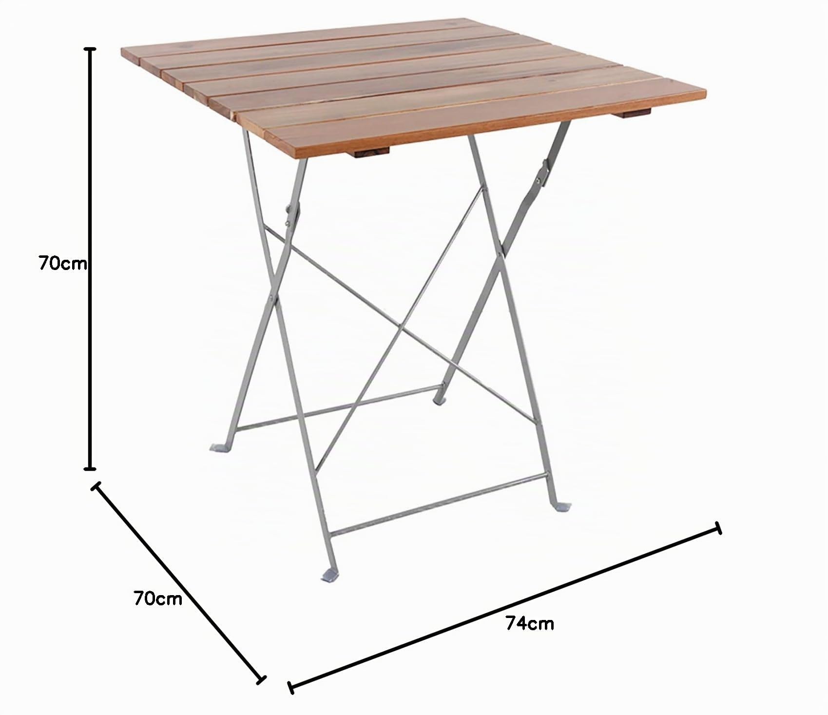 Mojawo Stehtisch Klapptisch Biergarten Tisch Gartentisch klappbar Akazie Stahl pulverbeschichtet 70x70cm