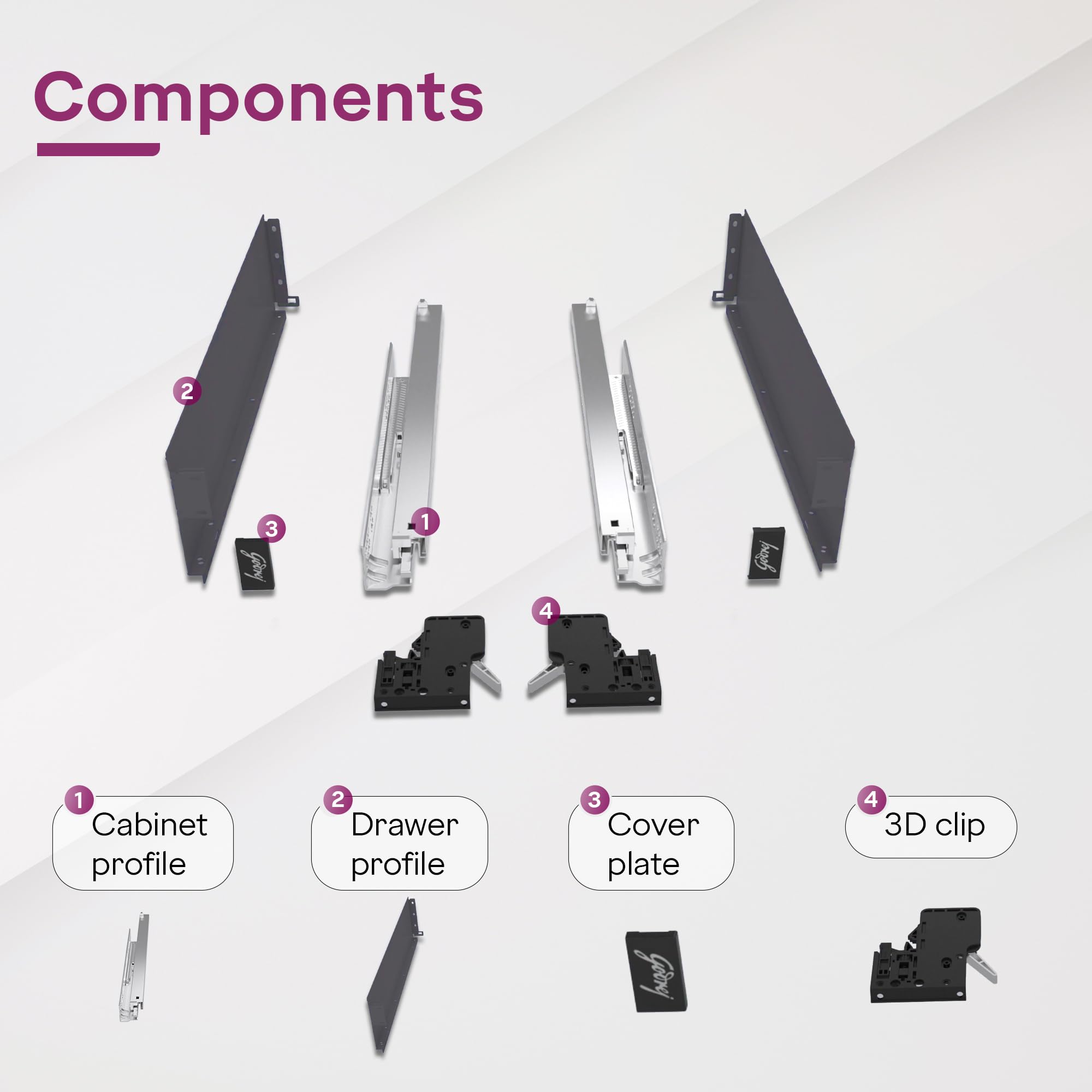 Godrej Slim Drawer Slides - Soft Close & 35kg Load -5 Godrej Slim Drawer Slides - Soft Close & 35kg Load -5