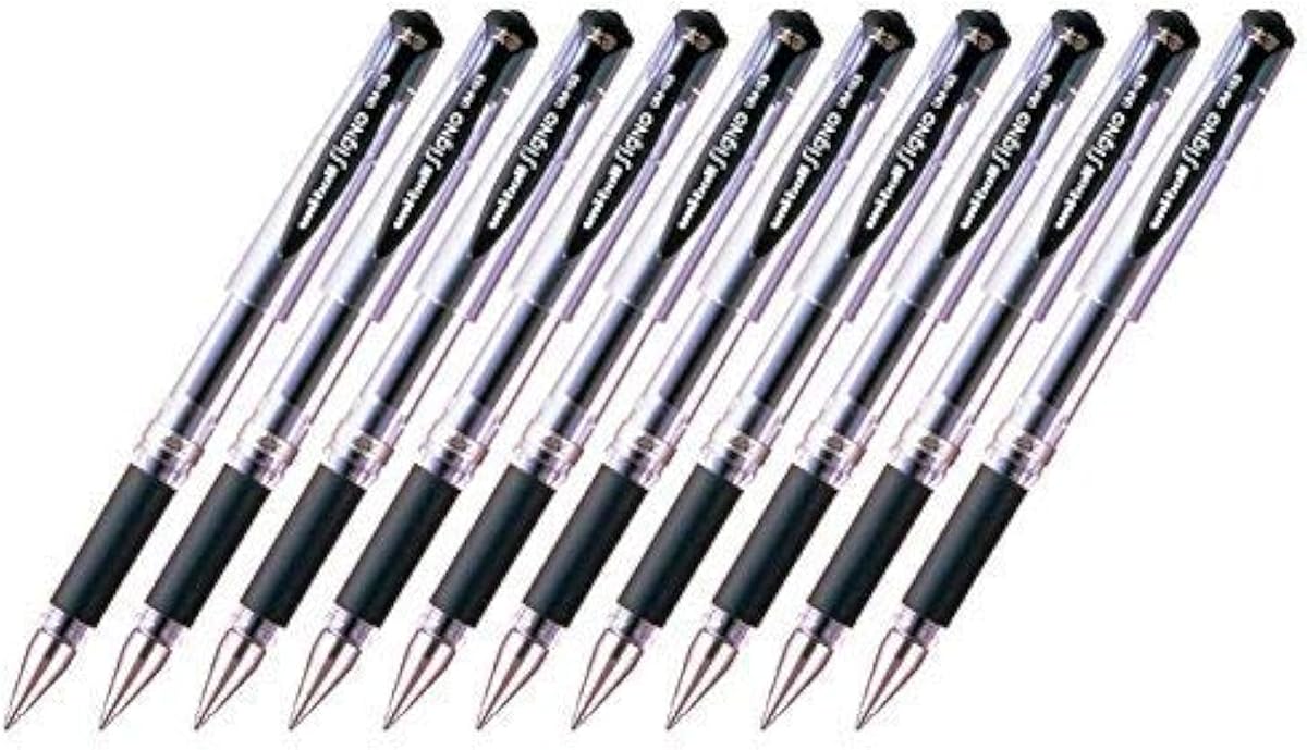 Uni-ball Signo Capped Gel Ink Pen (UM-153) , Bold Point 1.0mm, Black Ink, Value Set of 10