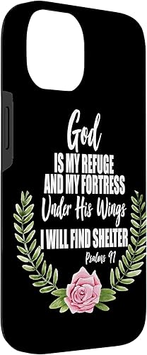 Miniatura 6 de Funda floral con texto en inglés "God Is My Refuge" para iPhone 13