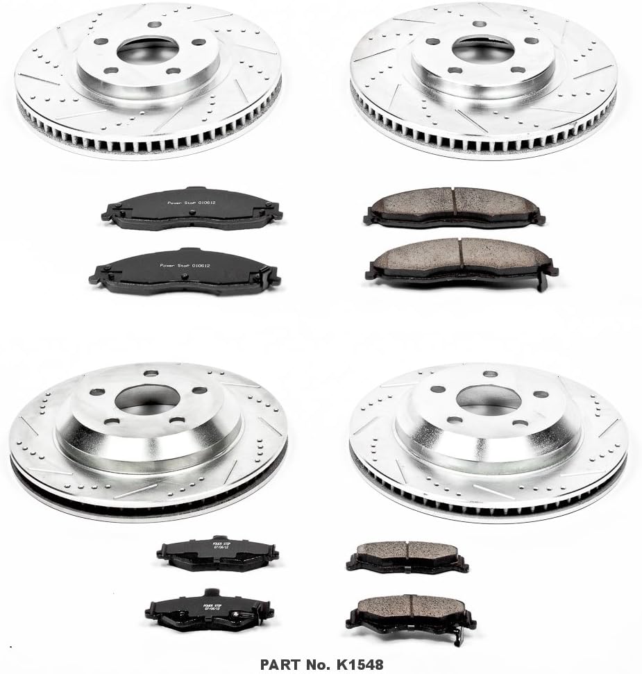 Onе-Dау Sаlе: Uр tо 60% оƒƒ Power Stop K1548 Front and Rear Z23 Carbon Fiber Brake Pads with Drilled & Slotted Brake Rotors Kit