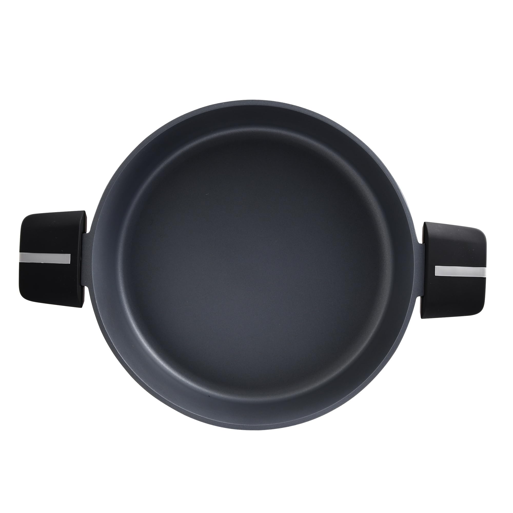 San Ignacio Bistro Grey - Olla Baja de 28cm - Fabricada en Aluminio Fundido - Interior En Acero Quantanium - Exterior En Negro Mate- Punto Inducción - Mango Soft Touch Negro