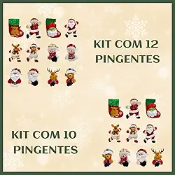 Kit 12 Pendentes Pelúcia Enfeite Árvore De Natal Papai Noel Grande 16cm Decoração LuvinCo