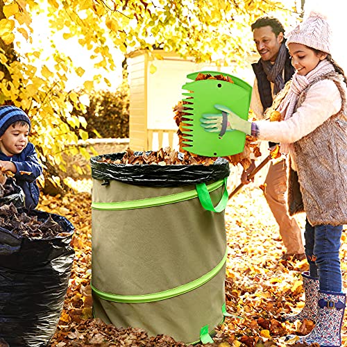 Colwelt 47 Gallon Leaf Bags Collapsible, Hardshell Bottom Heavy Duty Collapsible Garden Bag, Pop Up Garden Waste Reusable Bag Include Leaf Scoop, Garden Gloves #TOP1